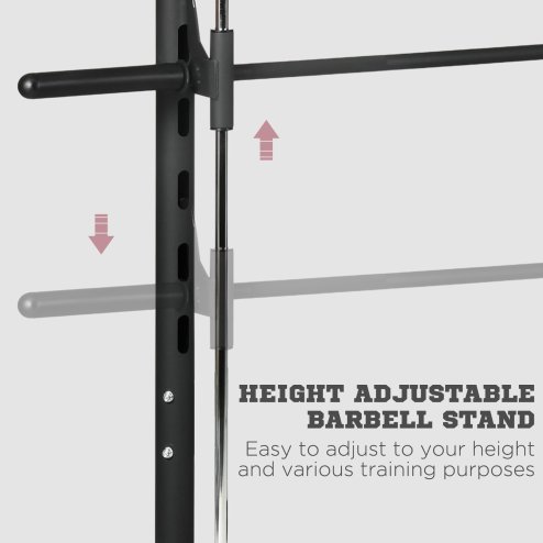 HOMCOM Smith Machine Squat Rack with Pull-Up Bar, Adjustable Weight Rack, Multi-Functional Weight Lifting Barbell Stand for Home, Gym, Strength Training