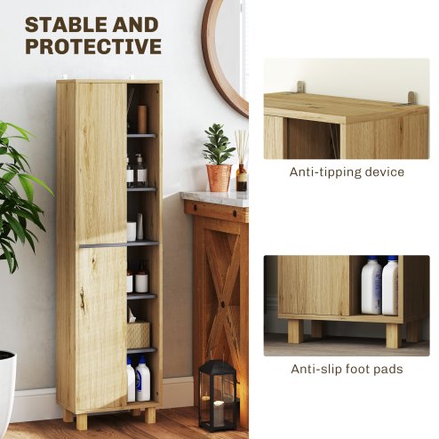 HOMCOM Bathroom Storage Cabinet, Bathroom Storage Unit, Freestanding Bathroom Cabinet with 6 Open Compartments and 6 Shelves