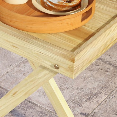 Outsunny Garden Side Table, Outdoor Wooden Coffee Table, Rectangular End Table for Patio, Balcony, 68 x 44 x 75cm, Natural