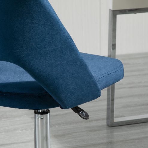 Vinsetto Mid Back Office Chair, Velvet Fabric Swivel Scallop Shape Computer Desk Chair for Home Study Bedroom, Dark Blue