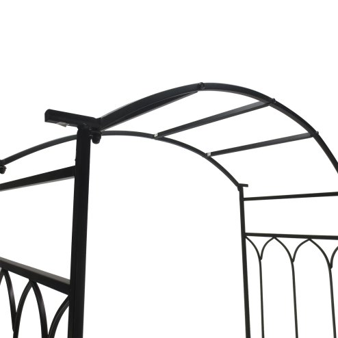 Outsunny Garden Metal Arch Bench Outdoor 2-Seater Chair, Patio Rose Trellis Arbour Pergola for Climbing Plant Vintage Classic Black 115L x 50W x 203H cm