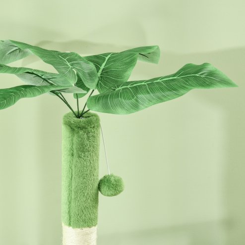 PawHut 142cm Cat Tree for Indoor Cats, Cat Tower with Scratching Posts, Scratch Board, Hammock, Toy Balls, Multi-level Platforms, Green