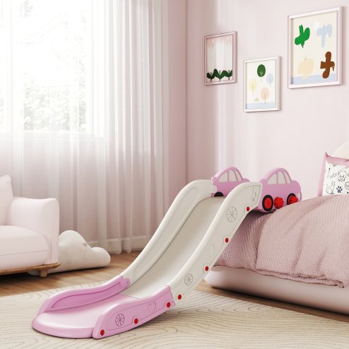 AIYAPLAY Kids Slide, Indoor Toddler Sofa Slide with Extended Length for Bed, Stairs, Easy to Assemble and Store, Pink