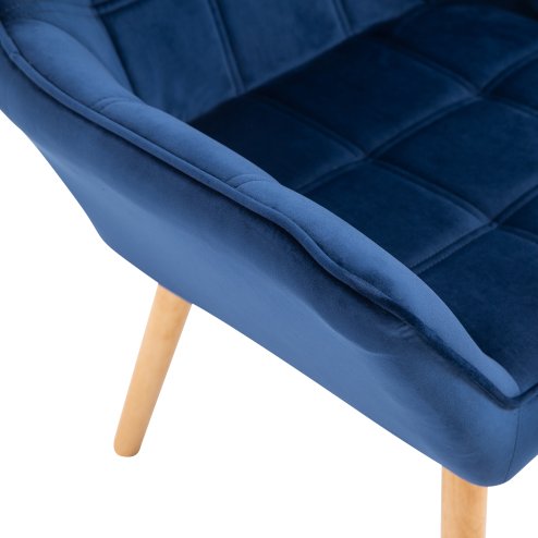 HOMCOM Modern Armchair, Accent Chair with Wide Arms, Slanted Back and Rubber Wood Legs for Living Room, Bedroom, Home Office, Blue
