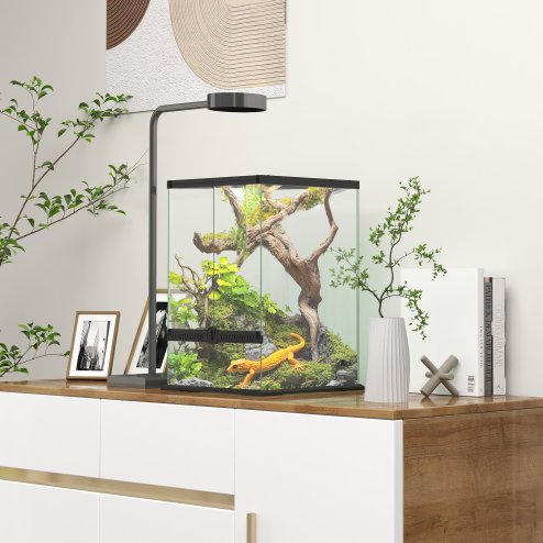 PawHut Glass Reptile Terrarium, 40L Vivarium for Lizards, Frogs, Snakes, Turtles, Tortoises, with Ventilation, 30 x 30 x 45cm