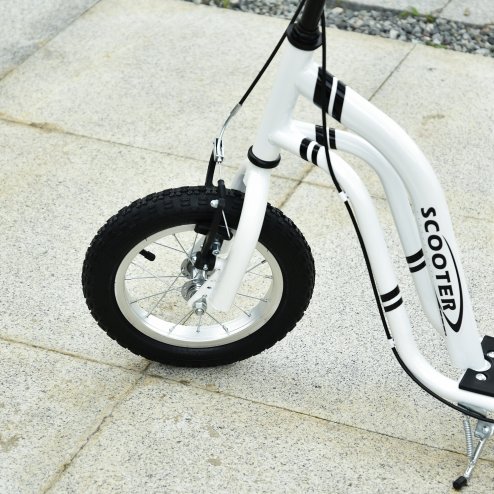 HOMCOM Kids Scooter, Teen Push Scooter with Big Wheels, 85-95cm Adjustable Handlebar Height, Dual Brakes, Scooter for Kids 5+ Years Old, White