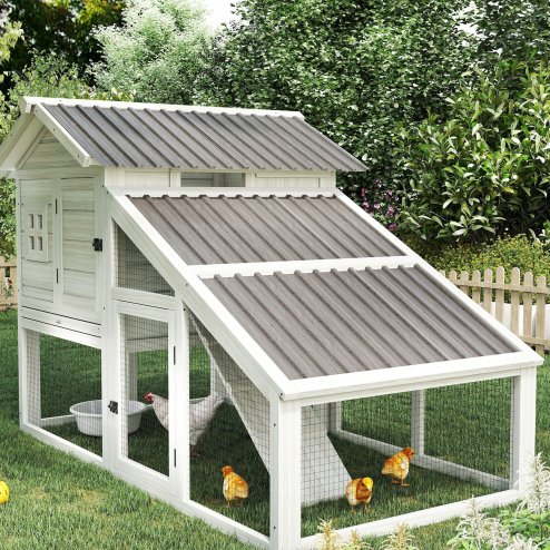 Outsunny Corrugated Roofing Sheets, Pack of 12, Galvanised Metal Roofing Sheets for Greenhouse, Garage, Storage Shed, Carport, 129 x 45cm, Grey Wood Effect