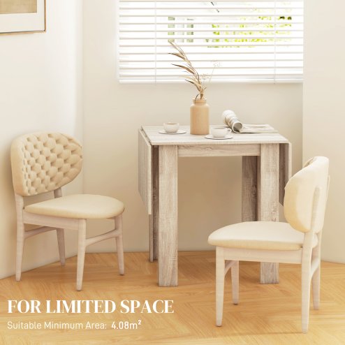 HOMCOM Folding Dining Table, Extendable Kitchen Table for Small Space, Drop Leaf Table for 2-4 People, Oak