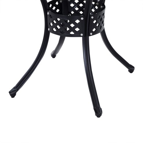 Outsunny 85cm Round Garden Dining Table with 46.5mm Dia. Umbrella Hole, Cast Aluminium Outdoor Dining Table, Grid Motif Outdoor Table for Garden, Patio, Porch, Black