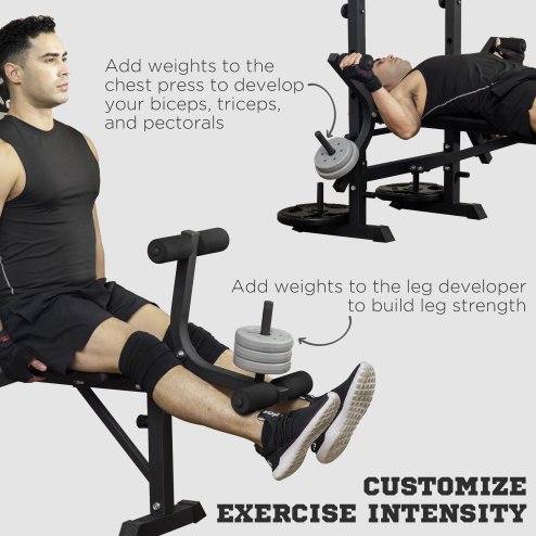 HOMCOM Adjustable Weight Bench with Pulley System, Incline Bench Press Set with Squat Rack, Leg Developer, Butterfly and Weight Storage, for Home Gym Full Body Workout