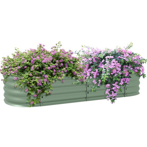 Outsunny Galvanised Raised Beds for Garden, Metal Elevated Planter Box with Safety Edging, Easy DIY for Growing Flowers, Herbs, Succulents, 150 x 62 x 30cm, Green