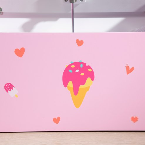 ZONEKIZ 2 in 1 Wooden Toy Box, Kids Storage Bench, Toy Chest with Safety Rod - Pink