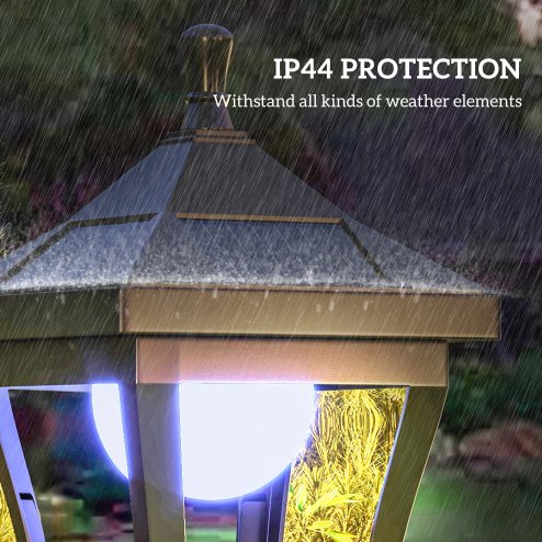 Outsunny 1.3 m Garden Lamp Post Light, LED Outdoor Solar Post Lights, Waterproof IP44 for Patio, Garden, Pathway, Cool White