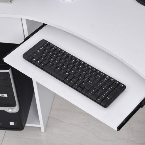 HOMCOM L-Shaped Corner Computer Desk w/ 2 Shelves Wide Worktop Keyboard Tray Drawer & CPU Stand Home Office Study Bedroom Furniture