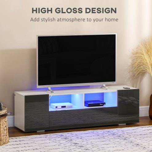 HOMCOM High Gloss TV Unit Cabinet for TVs up to 60