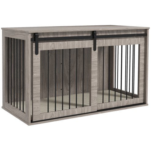 PawHut Dog Crate Furniture, Dog House Furniture Style for Extra Large Breeds, Pet Kennel with Removable Cushion for Indoor Use, 118 x 60 x 73 cm, Brown