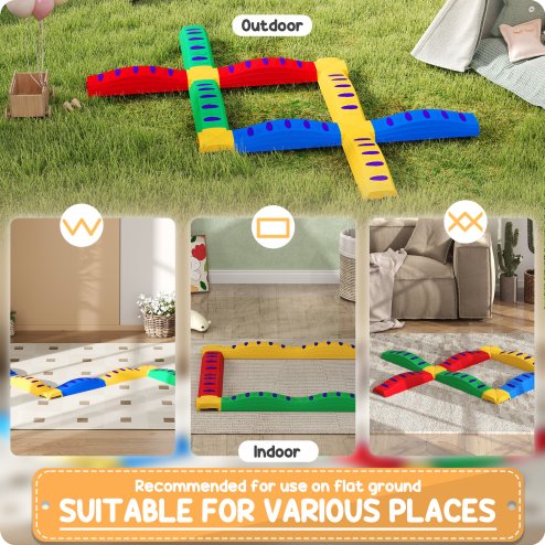 AIYAPLAY Kids Balance Beam, 12 Piece Stepping Stones with Non-Slip Foot Pads, Kids Sensory Toys, Indoor Outdoor Obstacle Course for 3-8 Years