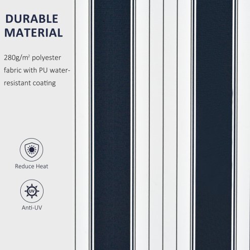 Outsunny 3.5 x 2.5m Garden Patio Retractable Manual Awning Canopy, Adjustable Sun Shade Shelter with New Winding Handle - Blue/White