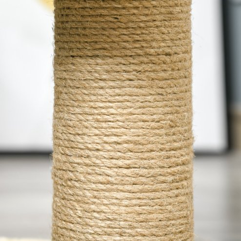 PawHut 56cm Small Cat Tree for Indoor Cats with Scratching Post, Kitten Tower with Tunnel, Toy Ball, Cushion - Beige