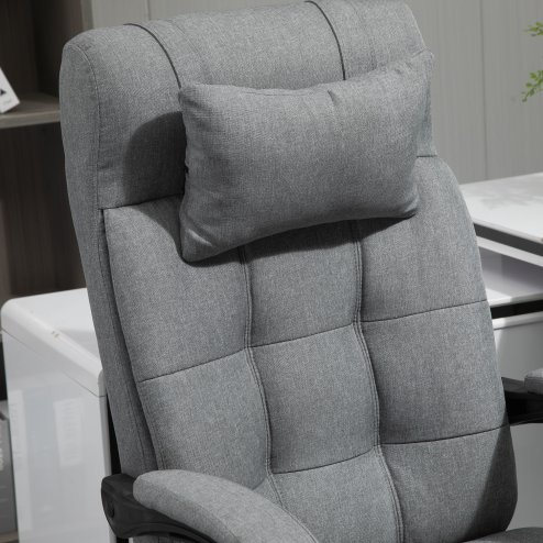 Vinsetto Office Chair Ergonomic Desk Chair, Computer Chair with Footrest & Head Pillow, 360° Swivel Recliner Chair for Home Office, Light Grey