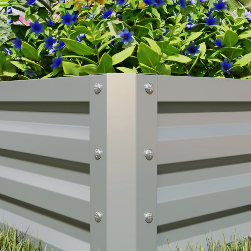 Outsunny Set of 2 Raised Garden Bed, Outdoor Planter Box with Galvanised Steel Frame for Growing Vegetables, Flowers and Herbs, 60 x 60 x 30.5 cm, Light Grey