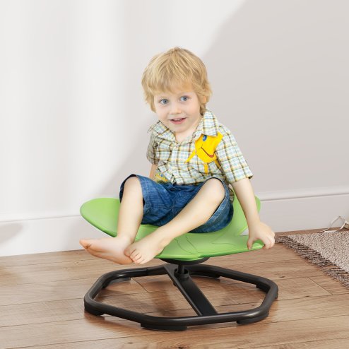 AIYAPLAY Sensory Spinning Chair for Kids, Butterfly-Shaped Swivel Chair for Balance and Coordination Training, Multi-Position Spinning Seat with Non-Slip Base, Green