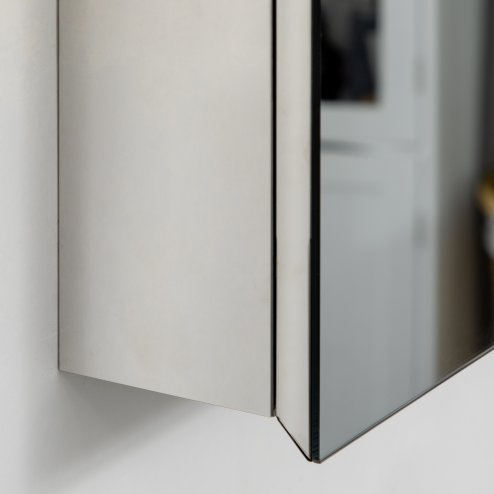kleankin Bathroom Mirror Cabinet, Stainless Steel Wall-Mounted Bathroom Storage Cabinet with 2 Hinged Doors and Shelves for Laundry Room, 54W x 60Hcm, Silver