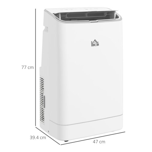 HOMCOM 14000 BTU Portable Air Conditioner, Smart Home WiFi Compatible, 4 in 1 Dehumidifier Cooler Fan, with Sleep Mode, Remote, 24H Timer, Window Venting Kit, A Energy Efficiency, 35m², White