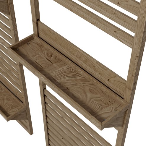 Outsunny Set of 2 Wall Mounted Plant Stand with Trellis, 170cm Wooden Plant Rack with Hanging Planter Shelves and Slatted Trellis for Climbing Plants, for Patio, Balcony, Porch, Natural