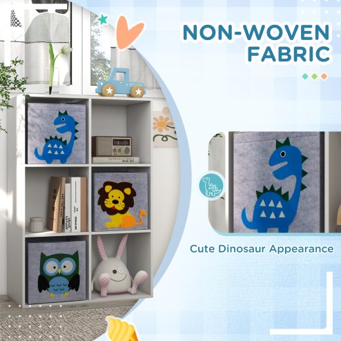 ZONEKIZ Toy Organiser, Children Storage Boxes with Three Non-Woven Fabric Drawers, Kids Toy Box Organiser Shelf for Bedroom, Playroom, Nursery - White