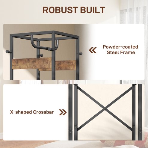 HOMCOM Coat Rack, Freestanding Coat Stand with 3 Shelves and 8 Hooks, Clothes Stand for Entryway, Hallway, Bedroom, 170 x 38.5 x 30 cm
