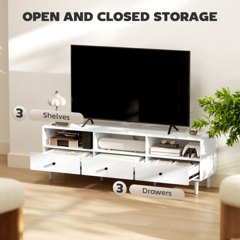 HOMCOM 140cm TV Stand Cabinet, Modern TV Unit Console Table for up to 75