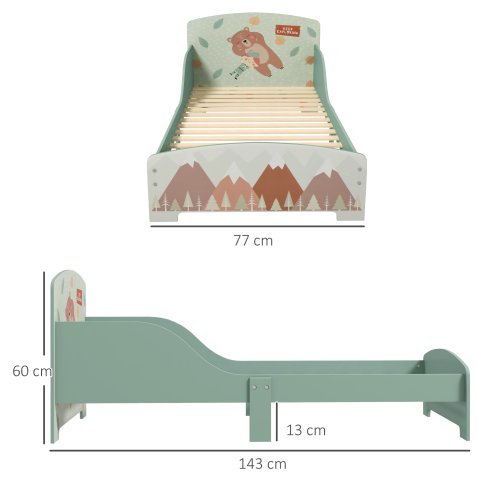 ZONEKIZ Toddler Bed Frame, Kids Bedroom Furniture for Ages 3-6 Years, 77 x 143 x 60cm