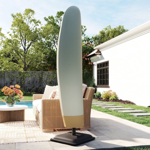 Outsunny Parasol Cover, 600D Oxford Cantilever Umbrella Cover Fit for 2-4m Parasol, Banana Umbrella Protector with Zipper for Outdoor Garden, Patio, White