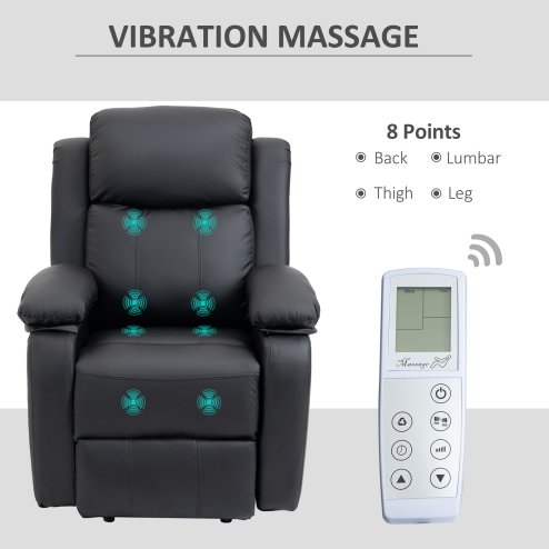 HOMCOM Riser and Recliner Chair with Massage, Power Lift Recliner Chair for Elderly with Remote Control, Extended Footrest, Dual Side Pockets, Overstuffed Electric Reclining Armchair, Black
