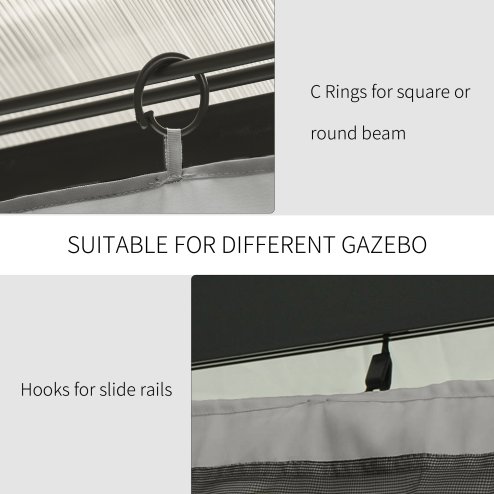Outsunny 4 Pack Replacement Gazebo Curtains Privacy Panel for Most 3 x 3m Gazebo Canopy Pavillion Outdoor Shelter Sidewalls Accessories Light Grey