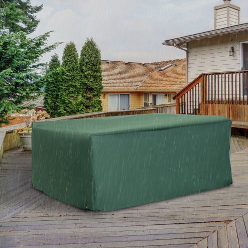 Outsunny Outdoor Garden Furniture Cover Waterproof, Anti-UV 600D Heavy Duty Oxford Fabric Patio Furniture Cover for Rectangular Sofa Table Set, Green, 210 x 140 x 80 cm