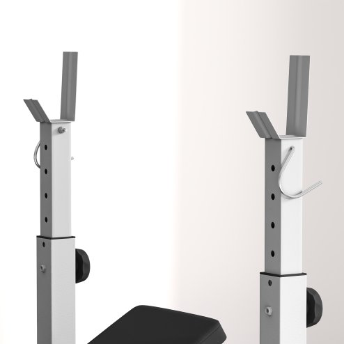HOMCOM Adjustable Weight Bench with Squat Rack, Heavy Duty Bench Press Rack with Preacher Curl Pad, Leg Developer, Barbell Rack, Butterfly, Home Gym Strength Training Multiuse Workout Bench, Grey