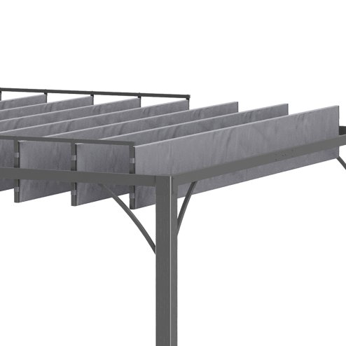 Outsunny 3 x 3(m) Outdoor Louvered Pergola with Adjustable Roof, AluminIum Patio Gazebo Canopy with Ground Stakes for Patio, Lawn, Garden, Grey