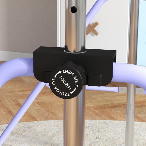 HOMCOM Kids Gymnastics Bar, Horizontal Bar for Kids, Adjustable Height Folding Gymnastics Equipment with Gymnastic Rings, Non-slip Rubber Floor Rings, for Home, Flat, Purple