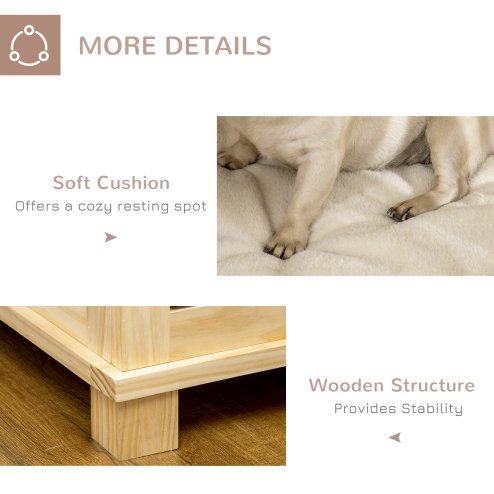 PawHut Wooden Dog Crate End Table w/ Double Doors, Furniture Style Dog Crate for Medium Dogs, Indoor Use w/ Soft Washable Cushion