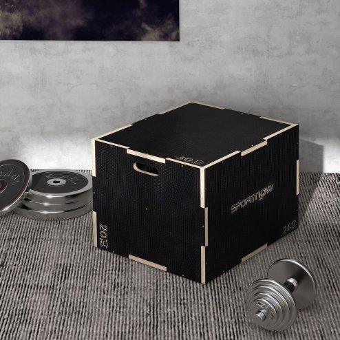 SPORTNOW 3-in-1 Wooden Plyo Box, Anti-Slip Plyometric Jump Platform, Step Up Exercise Box with Handle Openings for Home Gym, Workout Training, 51/61/76cm