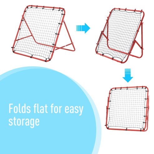 HOMCOM Rebounder Net Practise Kickback Target Goal with 5 Angles, for Teens, Adults, Softball, Football Training, Red