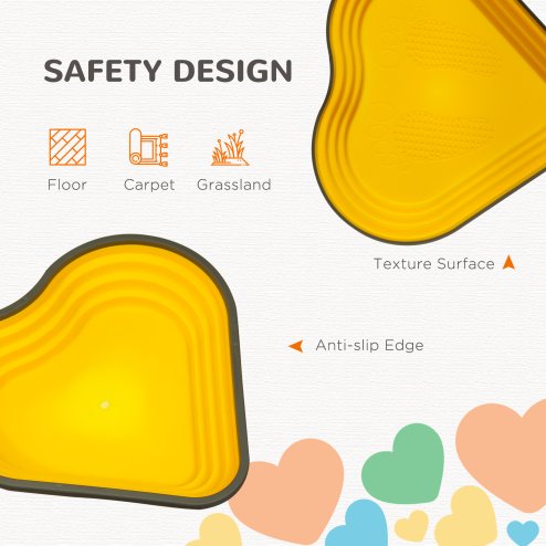 AIYAPLAY Kids Stepping Stones, 6 Piece Balance Stepping Stones for Kids, Heart-Shaped Non-Slip Stackable River Stones, Sensory Toy for Balance and Motor Skills, Indoor Outdoor Obstacle Courses