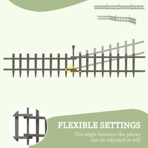 Outsunny Decorative Garden Fencing, 4PCs Outdoor Fence Panels, Wooden Landscape Flower Bed Border Edging, Grey