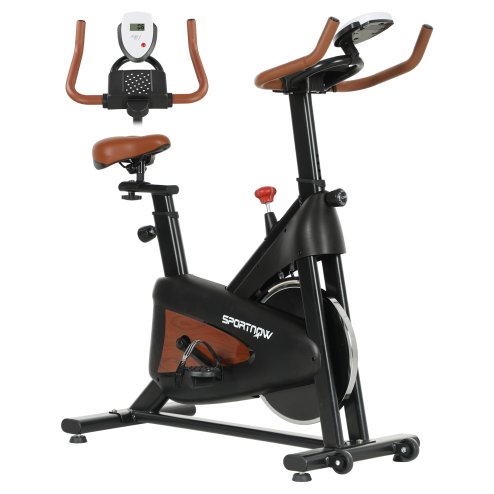 SPORTNOW Indoor Exercise Biker, Quiet Stationary Bike, Stylish Cycling Machine with Adjustable Seat and Resistance, LCD Monitor, Tablet Holder, for Home Gym Cardio Workout, Black