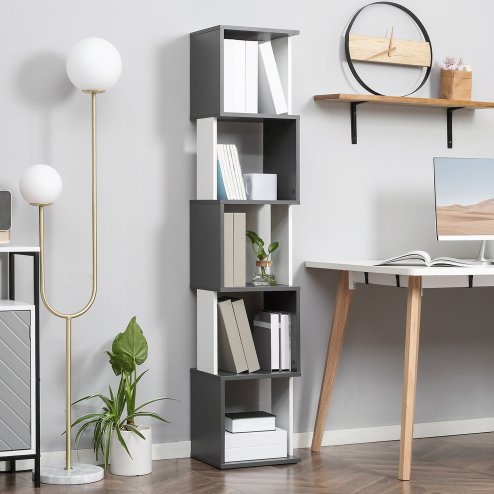 HOMCOM Modern 5-Tier Bookshelf, Freestanding Bookcase Storage Shelving for Living Room Home Office Study
