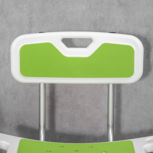 HOMCOM Shower Chair for the Elderly and Disabled, 6-Level Height Adjustable Shower Stool with Backrest, Curved Seat, Anti-slip Foot Pads and Shower Head Holder