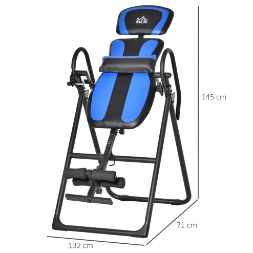 HOMCOM Foldable Gravity Inversion Table, Back Therapy Fitness Bench w/ Soft Ankle Cushions, for Home, Office, Gym - Black