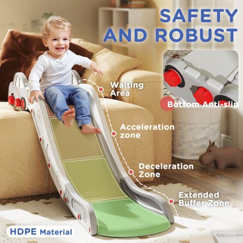 AIYAPLAY Kids Slide, Indoor Toddler Sofa Slide with Extended Length for Bed, Stairs, Easy to Assemble and Store, Grey